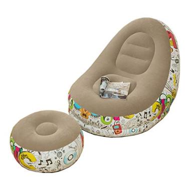 Imagem de Sofá reclinável portátil inflável, dobrável, grafite, para uso ao ar livre, com pedais, confortável, combinado, cadeira de sofá