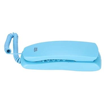 Imagem de Telefone de montagem na parede, telefone com fio de mesa, com função MutePauseRedial Discagem, voz de chamada clara, mini telefone fixo leve, para escritório e casa e hotel (azul)