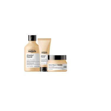 Imagem de Kit L´Oréal Absolut Repair Shampoo 300ml + Condicionador 200ml + Máscara Golden 250g