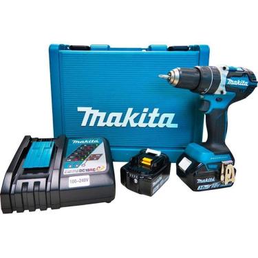 Imagem de Parafusadeira Furadeira De Impacto 18v Sem Fio Com Bateria Carregador Maleta Dhp484rfe Makita