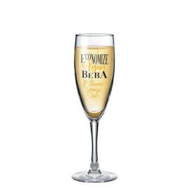 Imagem de Taça De Champagne Frases Divertidas Economize Bourbon 150ml - Meucopo