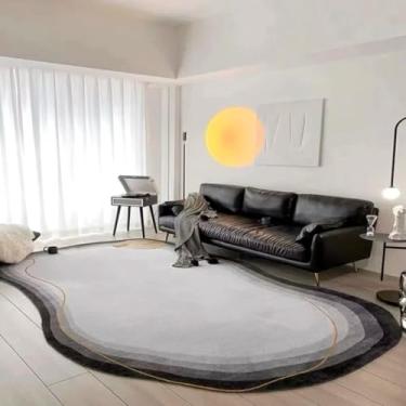 Imagem de Tapete Decorativo Orgânico Abstrato Irregular para Sala - The Black Gold (80x160cm)