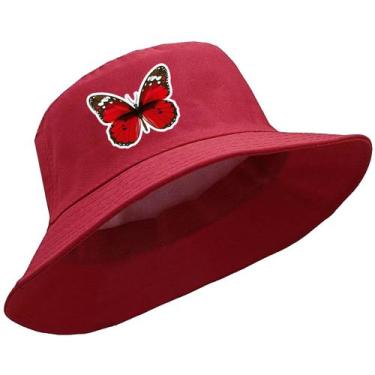 Imagem de Boné Chapéu Unissex Cata Borboleta Vermelha Butterfly Ovo Bucket Hat V