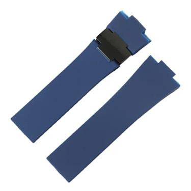 Imagem de NEYENS Pulseira Pulseira de relógio de silicone para Ulysse-Nardin MARINE Pulseira de borracha impermeável para relógio desportiva 25 * 12 mm relógios masculinos desporto (cor: pulseira azul preta,