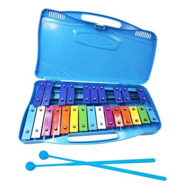 Imagem de Soulmate Xilofone Glockenspiel Xilofone de 25 notas para crianças, instrumento de percussão profissional com capa e dois marretos seguros para iniciantes, teclas de metal coloridas, ensino de música