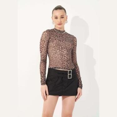 Imagem de Blusa Colcci Tule Estampanda Oncinha Feminina-Feminino
