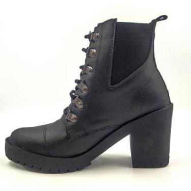 Imagem de Bota Feminina Coturno Tratorado Salto Médio Grosso-Feminino