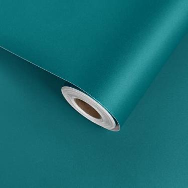 Imagem de STICKEEP Papel de parede azul-petróleo escuro colar e descascar 40 cm x 203 cm papel de contato azul petróleo para paredes papel de parede verde removível para quarto, lavanderia, bancada, rolo