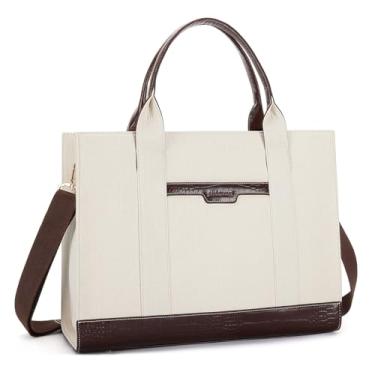 Imagem de Bolsa feminina para notebook Missnine, bolsa de lona para notebook de 15,6 polegadas, bolsa grande para escritório, escola, viagens, One Size