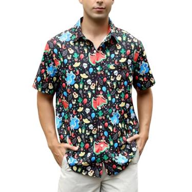 Imagem de Camisetas mexicanas masculinas de manga curta com botões, roupa de festa casual divertida para festa praia tropical, Mayodance, 3G
