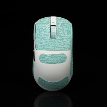 Imagem de Hokeyio Adesivo Gamer Mouse Grip Tape para VGN Dragonfly R1 Pro MAX VXE Antiderrapante Suck Sweat Pre Cut Easy Install CS Letter Cyan