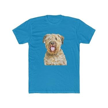 Imagem de Bouvier des Flandres - Camiseta masculina justa de algodão da Doggylips™, Turquesa lisa, M