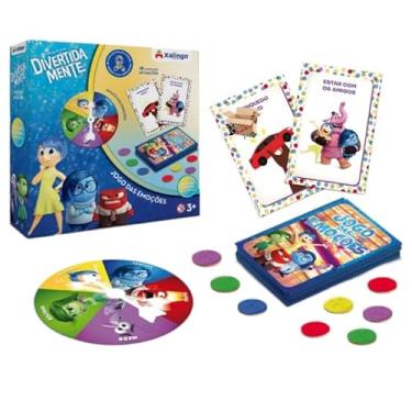 Imagem de Brinquedo Pedagógico Em Madeira Jogo De Tabuleiro Das Emoções Divertidamente Com 18 Cartas