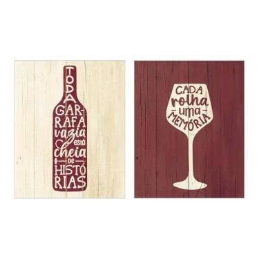 Imagem de Conjunto 2 Placas Decorativas 20x25 Vinho Adega Canto do Vinho