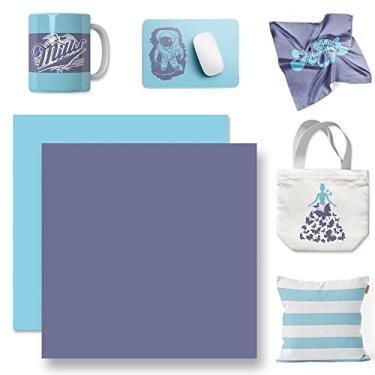 Imagem de WOWOCUT Papel de sublimação, azul celeste e roxo frio cor sólida papel de transferência de calor pacote com 2 pacotes, folha de sublimação de 30,5 x 30,5 cm para camiseta faça você mesmo para meninas,