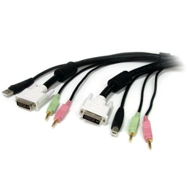 Imagem de StarTech. Cabo USB DVI KVM de 1,8 m com áudio e microfone - Cabo DVI KVM - Cabo USB KVM - Cabo USB KVM - Cabo Switch KVM (USBDVI4N1A6)