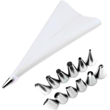 Imagem de Kit Confeiteiro Weemsbox Com Saco de Silicone Para Confeitar Bolos Sobremesas 12 Bicos inox