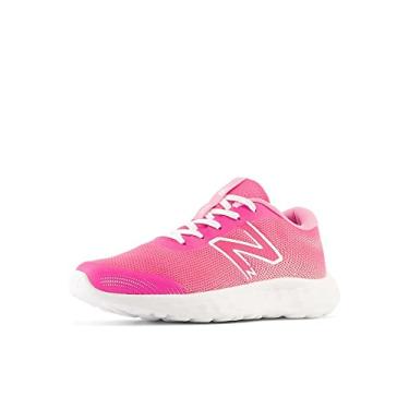 Imagem de New Balance Tênis de corrida infantil Dynasoft 520 V8 com cadarço, Rosa alto/branco/rosa sinalizador, 17