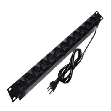 Imagem de Regua Rack 19 12 Tomadas Bivolt 110V E 220V 10A Nova