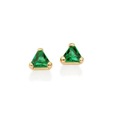 Imagem de Brincos banhado ouro 3x 24k 18k e 22k feminino pequenos solitário pedr