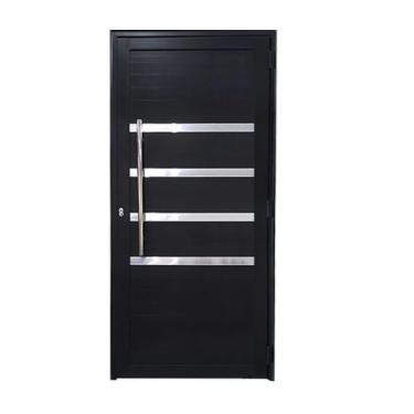 Imagem de Porta de Alumínio Lambril Preto com Puxador e Friso Linha 30 - DC, Esq