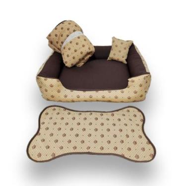 Imagem de kit pet cama pet grande caminha de cachorro G 70x70cm +edredom e tapet