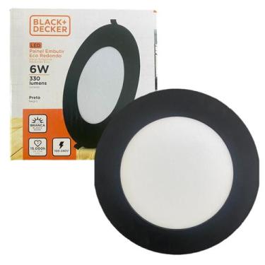 Imagem de Kit 10 Plafon Redondo Embutir 6w Preto Branco Frio 6500K - Black+Decke