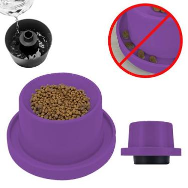 Imagem de Comedouro para Gatos Plástico Elevado Antiformigas e Higiênico com Bas