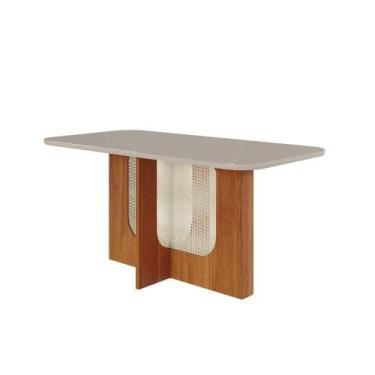 Imagem de Mesa De Jantar Retangular 160X80cm Tampo Mdf/Vidro Louise Cimol Cinamo