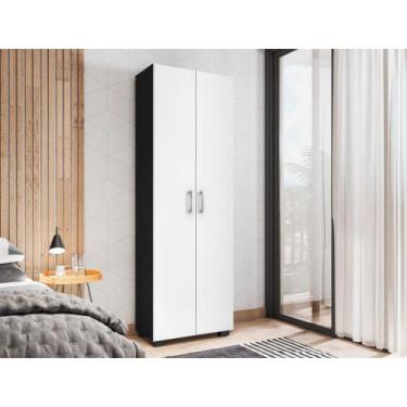 Imagem de Estante Livreiro 5 Prateleiras Cor Preto Com Portas Grandes - Móveis L