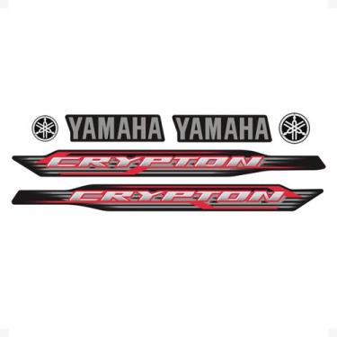 Imagem de Adesivos Compatível Yamaha Crypton 2012 Moto Preta + Logos - SPORTINOX
