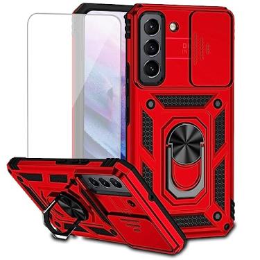 Imagem de Yodueiv Capa para Galaxy S22 Plus, capa para Samsung S22+ SM-S906U com protetor de tela de vidro temperado e capa de câmera deslizante, anel magnético suporte de carro capa protetora para Samsung
