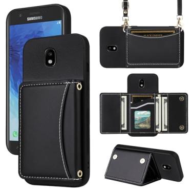 Imagem de Furiet Capa carteira para Samsung Galaxy J7 Star J 7 Crown 7J Refine 2018 J7V V 2ª geração com alça transversal de couro PU porta-cartões à prova de choque resistente para celular para Aura S767VL SM