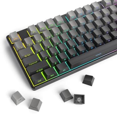 Imagem de Teclas PBT com 140 teclas impressas na lateral cinza gradiente, duas teclas de perfil cereja personalizadas com brilho de tiro duplo para teclas Cherry/Gateron MX 60% / 68/75% teclado mecânico para