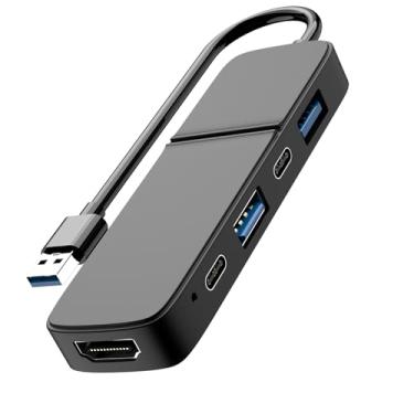 Imagem de Eanetf Adaptador USB para HDMI, Hub USB A 3.0 Duplo com 5 Portas (2 USB-C, 2 USB-A e 1 HDMI) para TV, Leitor de DVD, Projetor, Monitor, Laptop, PS4, Pen Drive, HDD, Xbox, Impressora