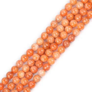 Imagem de GEM-Inside AA Grade 8 mm Redondo Natural Laranja Calcspar Calcita Chakras Pedra Semi Preciosa Contas de Pedra Preciosa para Pulseira, Colar de Joias Fio 38 cm