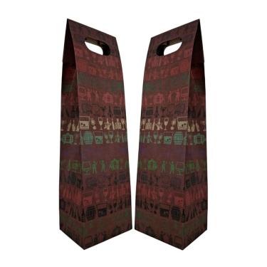 Imagem de Kit 2 Sacolas Garrafa Vinho Champagne Reforçada Kraft 220g/m Bordô