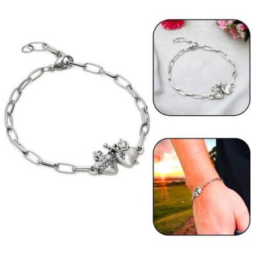 Imagem de Pulseira Sagrado Coração de Jesus e Maria Corrente Inox - FORNECEDOR 1