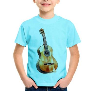 Imagem de Camiseta Infantil Violão - Foca na Moda, Azul claro, 10