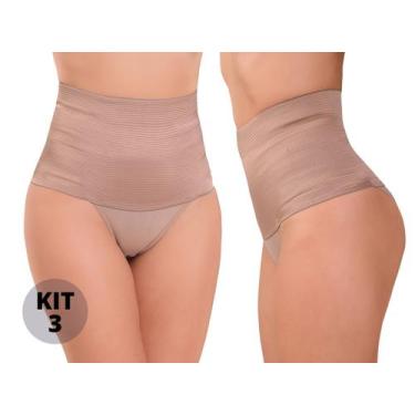 Imagem de Kit 3 Calcinhas Cinta Modeladora Zero Barriga Alta Compressão - Vip Li