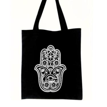Imagem de Bolsa Ecobag  100% algodão Black Estampa HAMSÁ - CARIOCA MAIS