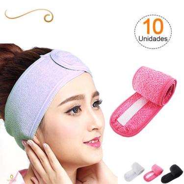Imagem de 10 Faixa De Cabelo Atoalhada Maquiagem Skin Care Anti-suor - Qualibela