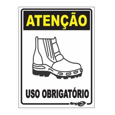 Imagem de Placa - Uso Obrigatorio De Botas / Em Ps E.P.I. 20 X 15Cm Emplac Br