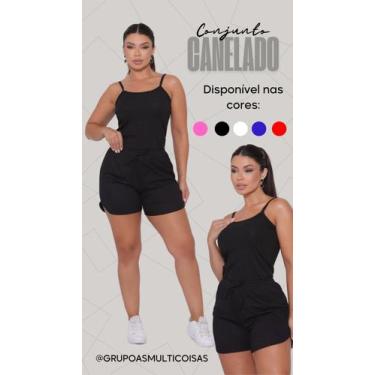 Imagem de Conjunto feminino malha canelada kit com uma regata e um short ideal p