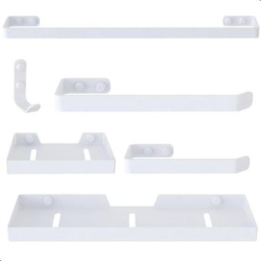 Imagem de Kit Acessórios Para Banheiro Branco 6 Peças - MetalCromo