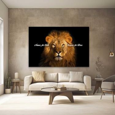 Imagem de Quadros Decorativos para Quarto Sala 130x90 Leão Nunca Foi Sorte Sempre Foi Deus Grande Escritório Hall