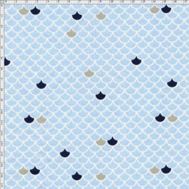 Imagem de Tecido Estampado para Patchwork - Fundo do Mar Escama Marinho (0,50x1,