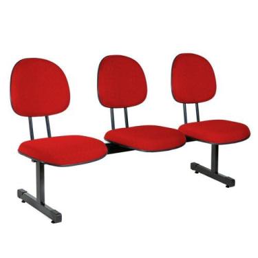 Imagem de Longarina Executiva Turim 3 Lugares s/br - Flex Cadeiras, Vermelho