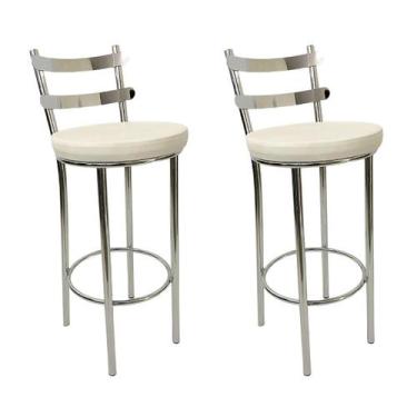 Imagem de Kit 2 Banquetas Rafaela - Redonda Altura 65cm para Bar e Cozinha Croma