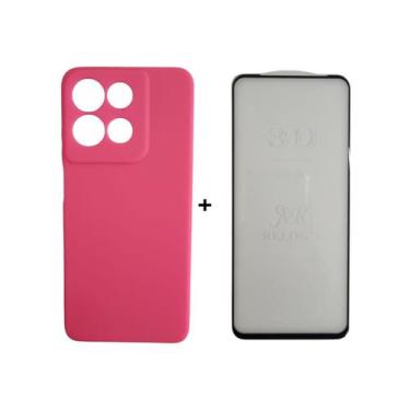 Imagem de Capa Capinha Case Aveludada + Película 3D Vidro Para Motorola Moto G15